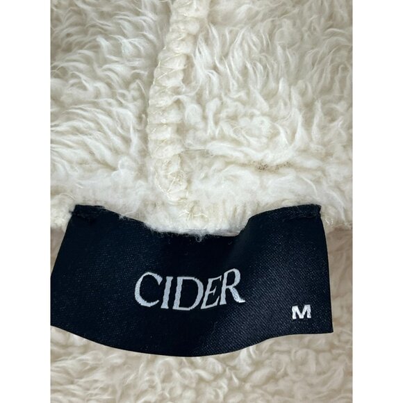 Cider Fleece Hoodie Sweater Women's M Beige Pullover Floral Crochet Winter Fall - Picture 4 of 4